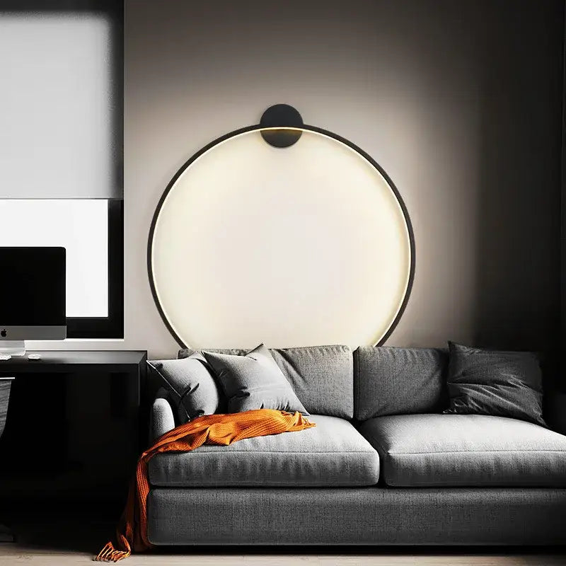 Modern circular black led wall lights with sleek frame and warm white illumination for living room decorbites led wall lights