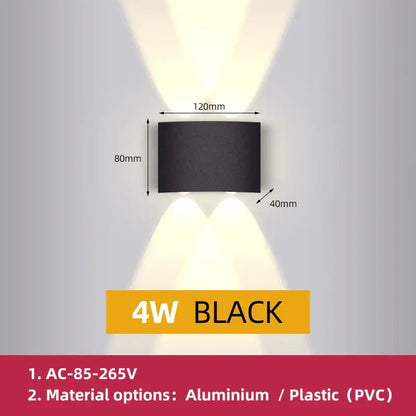 Modern circular black solar led wall light with sleek rectangular design and dual-directional lighting for exterior decorbites wall light