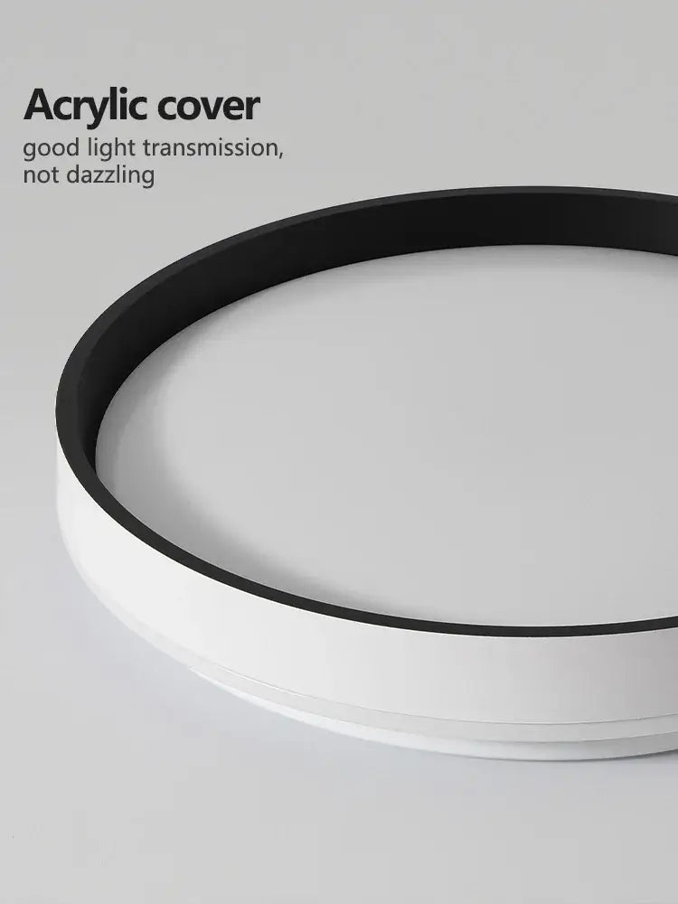 Modern circular black and white led ceiling lamp with white acrylic cover and black rim for bedroom decorbites ceiling lamp