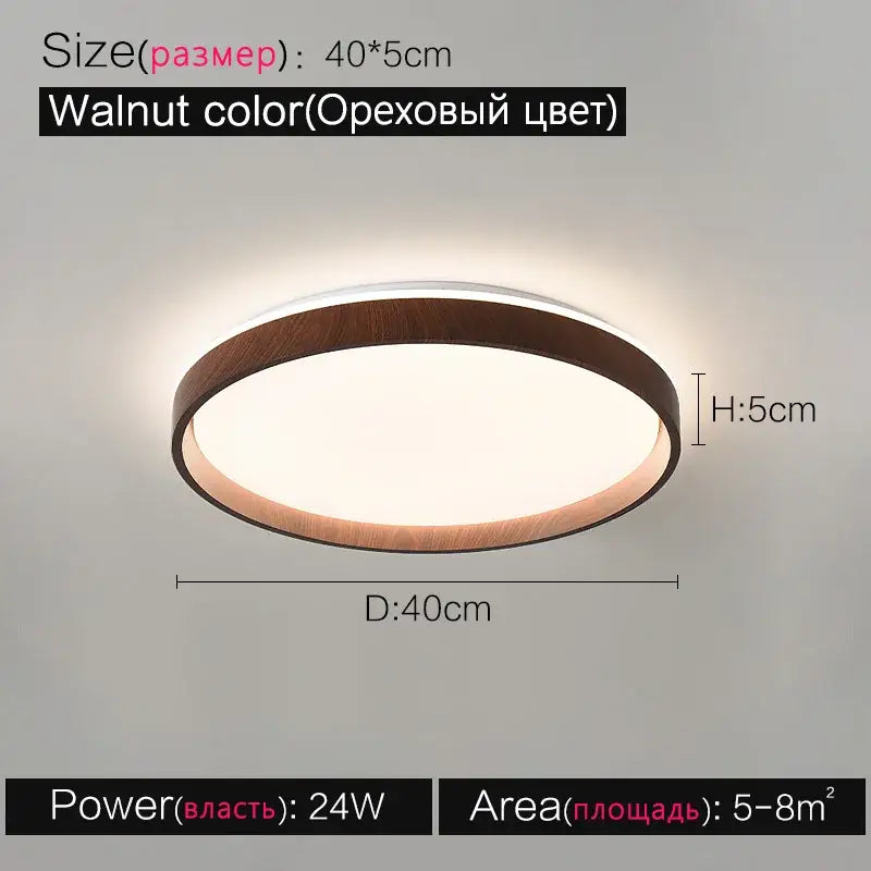 Modern circular black and white led ceiling lamp with walnut wooden frame for bedroom decorbites ceiling lamp