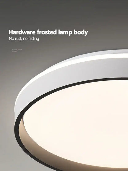 Modern circular black and white led ceiling lamp with sleek white frosted body and black trim for bedroom decorbites ceiling lamp