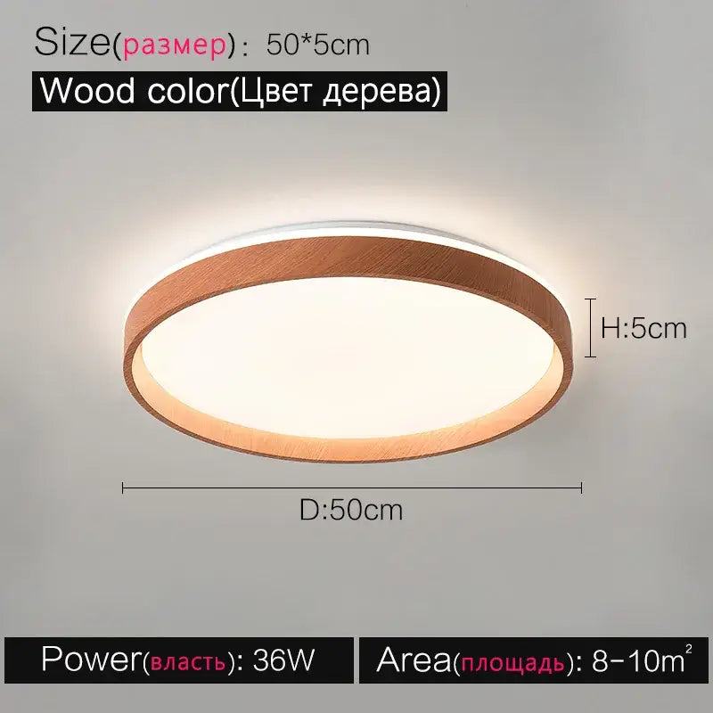 Modern circular black and white led ceiling lamp with warm wood frame for bedroom decorbites ceiling lamp