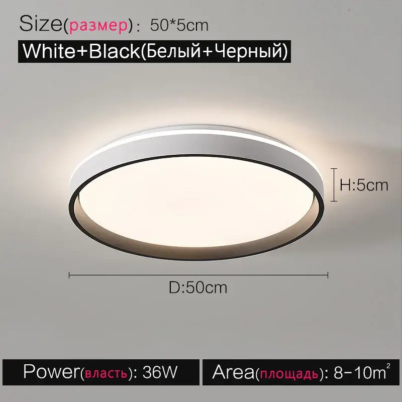 Modern circular black and white led ceiling lamp with sleek minimalist design for bedroom decorbites ceiling lamp
