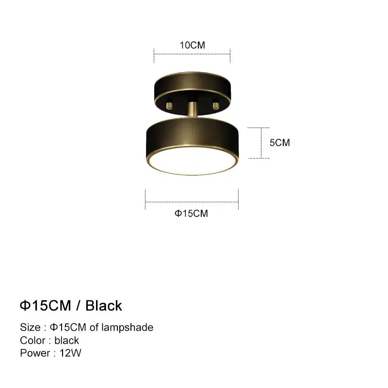 Modern circular black 15cm decorbites brass led ceiling chandelier with brushed metal finish for living room decor