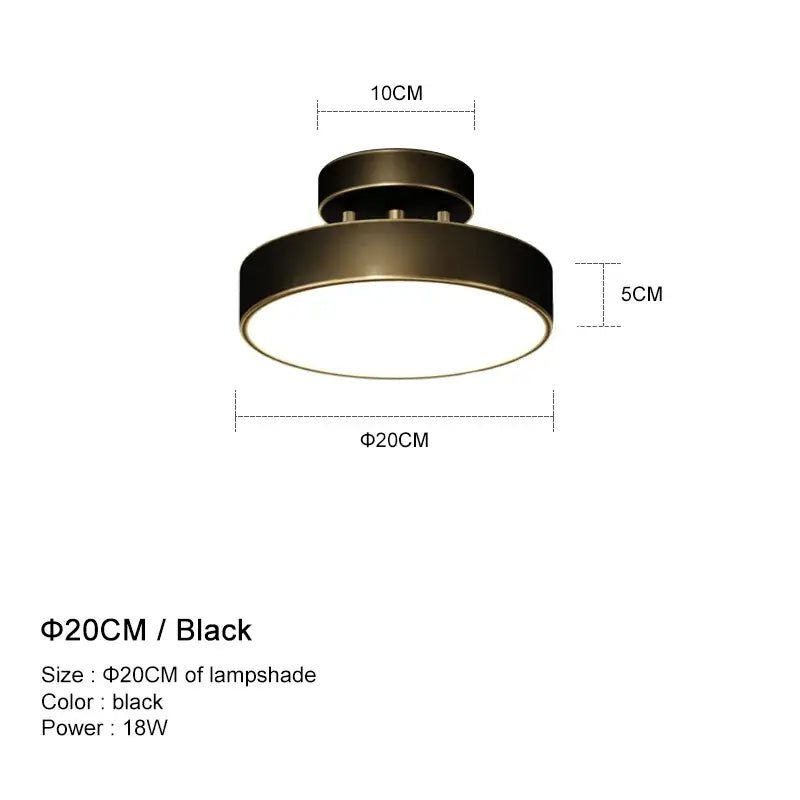 Modern black circular brass led ceiling chandelier with matte finish and 20cm lampshade for living room decorbites brass led