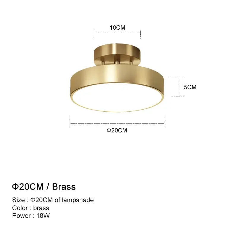 Modern circular brass led ceiling chandelier with a 20cm lampshade for living room decorbites brass led lighting
