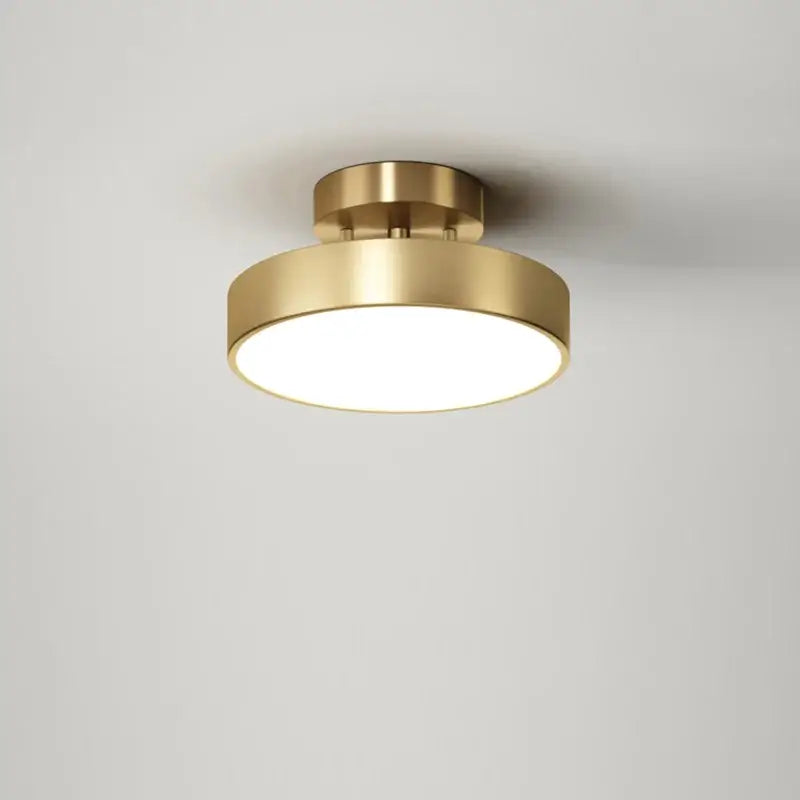 Modern circular brass led ceiling chandelier by decorbites with sleek flush-mount design and warm glow for living room decor