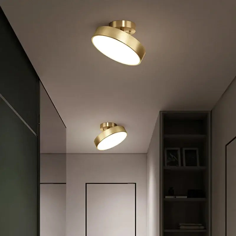 Modern circular brass led ceiling chandelier with brass finished minimalist design for living room decorbites brass led