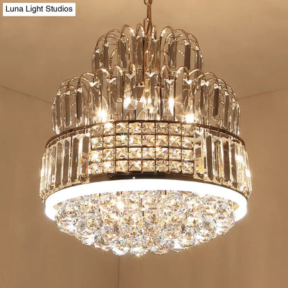 Lámpara de araña circular moderna - Colgante de bola de cristal con 11 luces, acabado dorado - Ideal para la iluminación del comedor