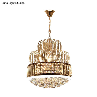 Lámpara de araña circular moderna - Colgante de bola de cristal con 11 luces, acabado dorado - Ideal para la iluminación del comedor