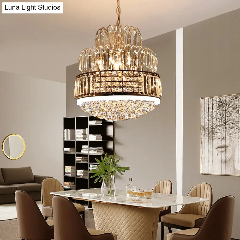 Lámpara de araña circular moderna - Colgante de bola de cristal con 11 luces, acabado dorado - Ideal para la iluminación del comedor