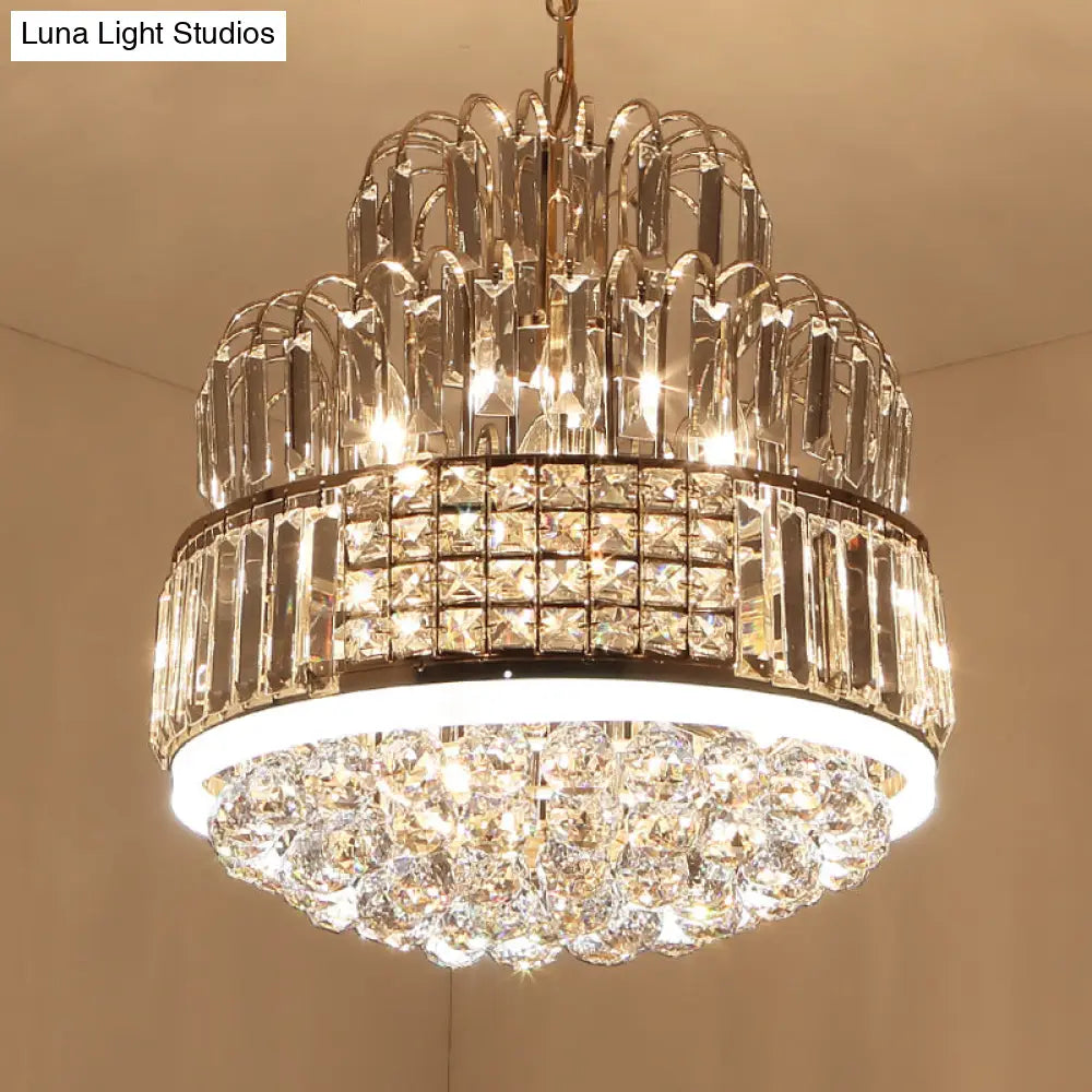Lámpara de araña circular moderna - Colgante de bola de cristal con 11 luces, acabado dorado - Ideal para la iluminación del comedor