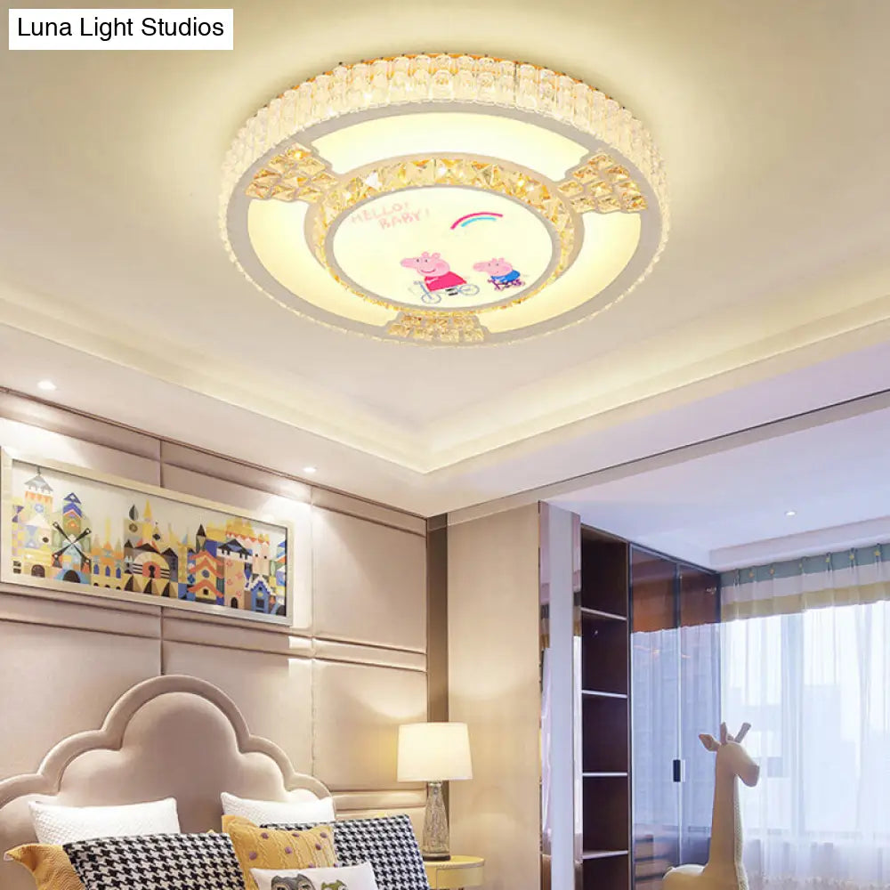 DecorBites™ DecorBites™ Modern Circular Flushmount LED Ceiling Light with Clear Crystal and Fun Patterns – Ideal for Bedroom