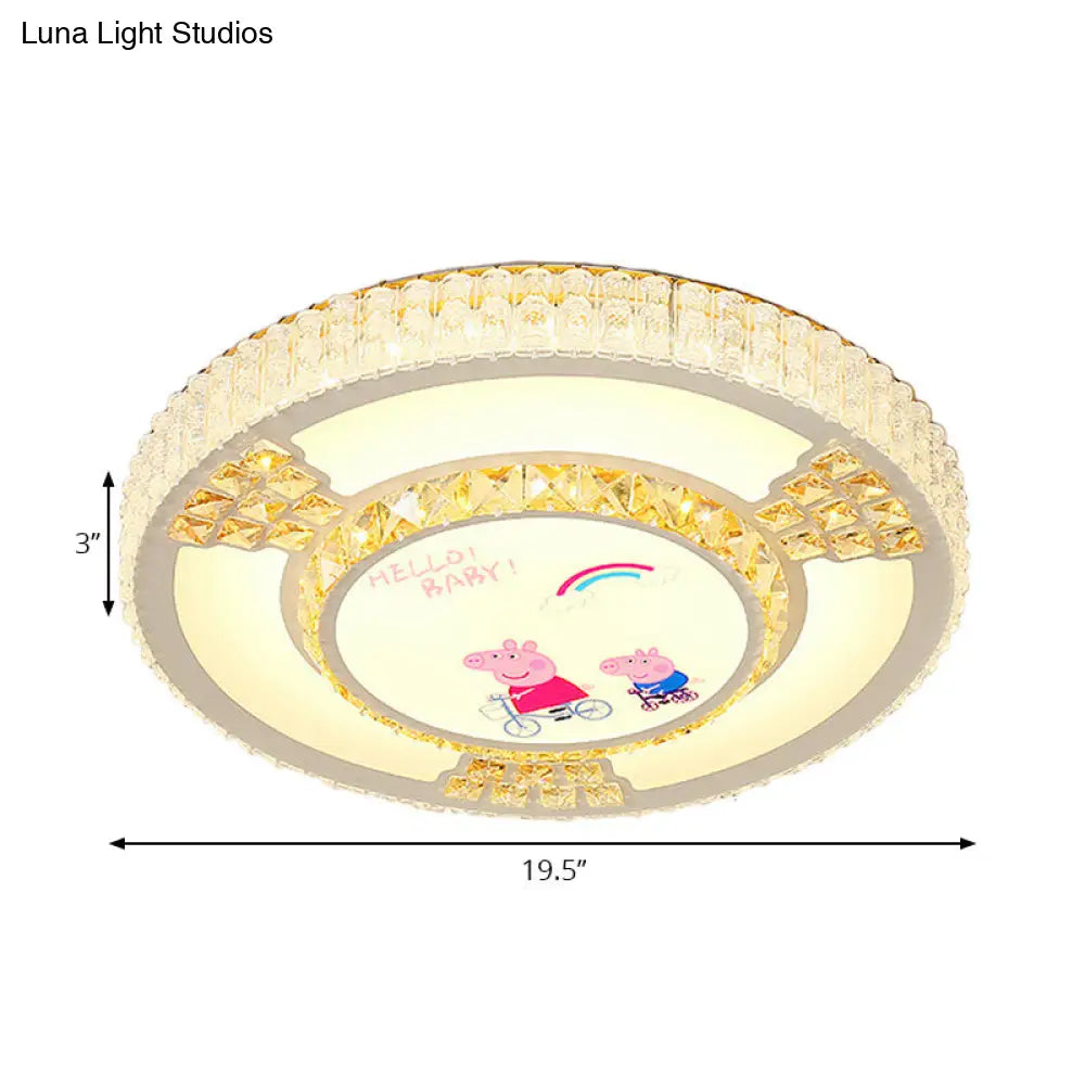 DecorBites™ DecorBites™ Modern Circular Flushmount LED Ceiling Light with Clear Crystal and Fun Patterns – Ideal for Bedroom