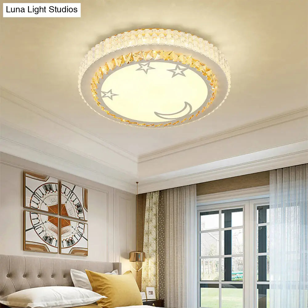 DecorBites™ DecorBites™ Modern Circular Flushmount LED Ceiling Light with Clear Crystal and Fun Patterns – Ideal for Bedroom