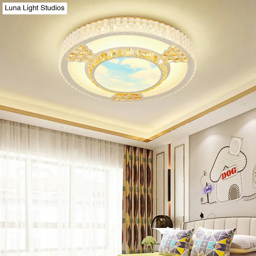 DecorBites™ DecorBites™ Modern Circular Flushmount LED Ceiling Light with Clear Crystal and Fun Patterns – Ideal for Bedroom