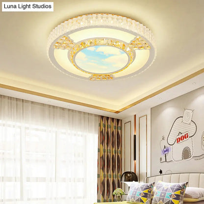 DecorBites™ DecorBites™ Modern Circular Flushmount LED Ceiling Light with Clear Crystal and Fun Patterns – Ideal for Bedroom
