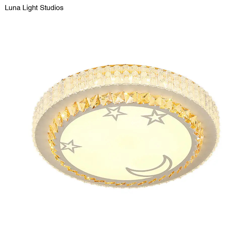 DecorBites™ DecorBites™ Modern Circular Flushmount LED Ceiling Light with Clear Crystal and Fun Patterns – Ideal for Bedroom