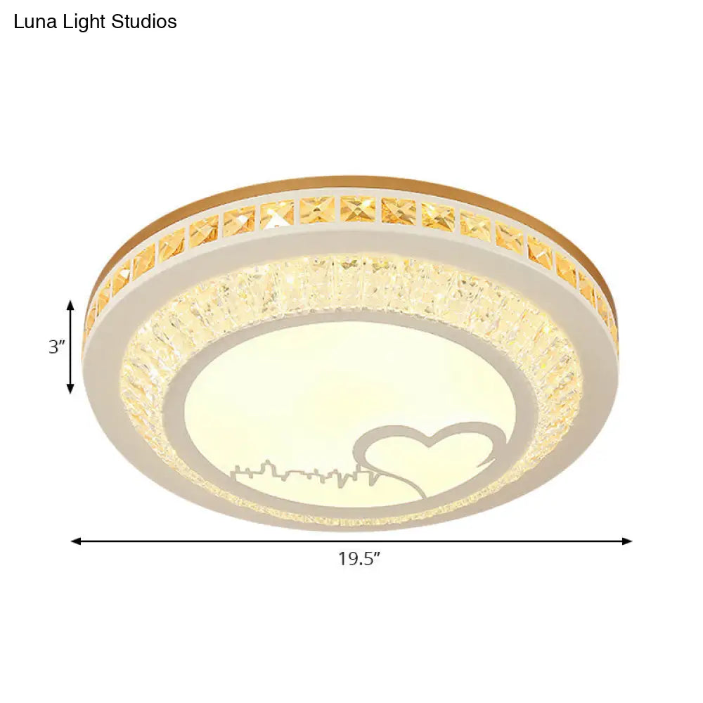 DecorBites™ DecorBites™ Modern Circular Flushmount LED Ceiling Light with Clear Crystal and Fun Patterns – Ideal for Bedroom