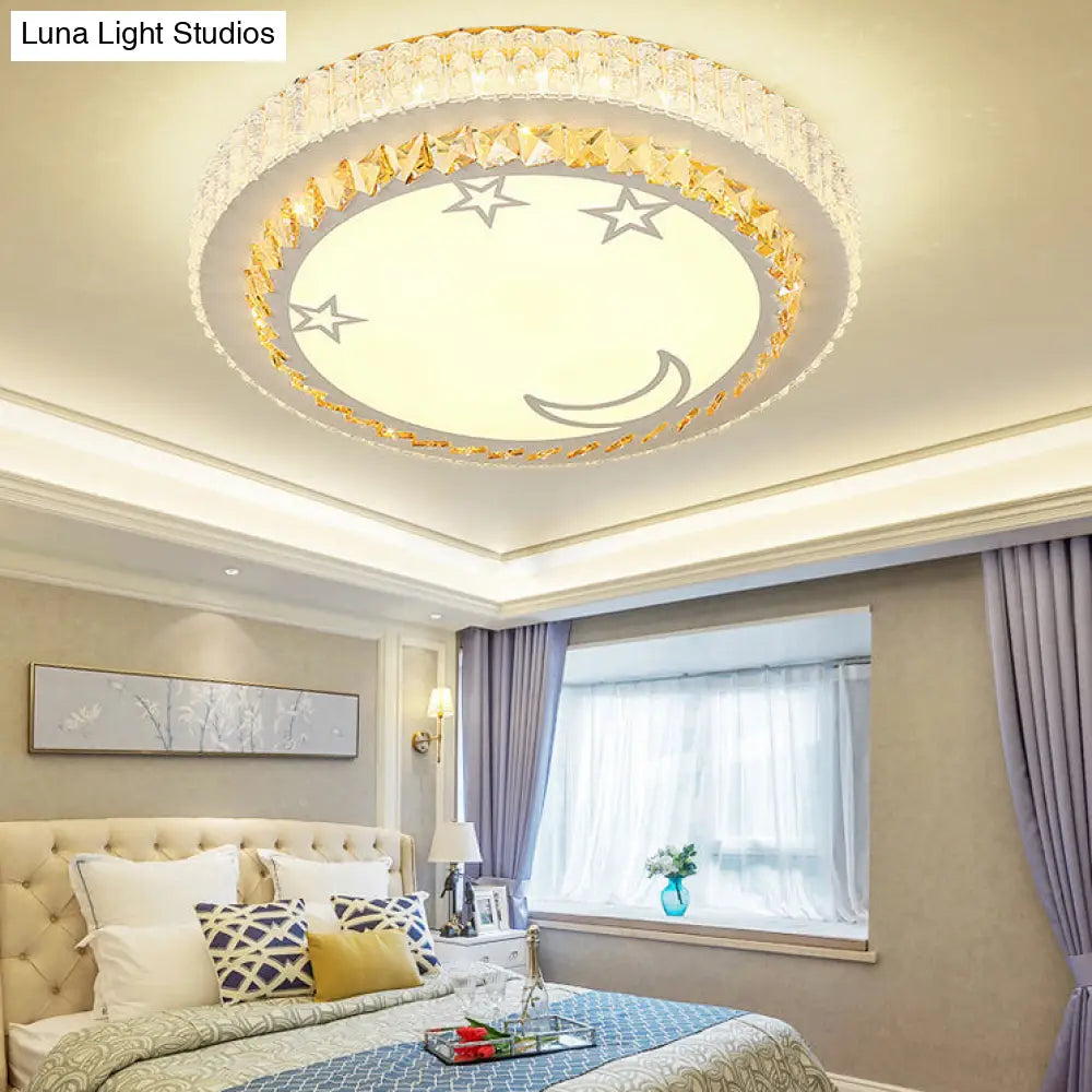 DecorBites™ DecorBites™ Modern Circular Flushmount LED Ceiling Light with Clear Crystal and Fun Patterns – Ideal for Bedroom