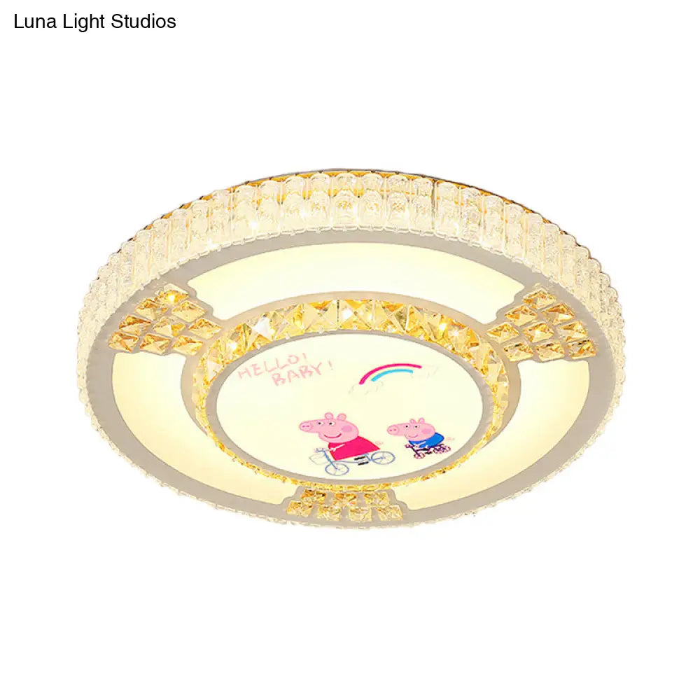 DecorBites™ DecorBites™ Modern Circular Flushmount LED Ceiling Light with Clear Crystal and Fun Patterns – Ideal for Bedroom