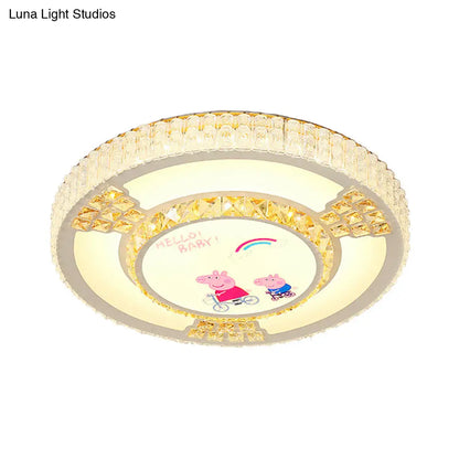 DecorBites™ DecorBites™ Modern Circular Flushmount LED Ceiling Light with Clear Crystal and Fun Patterns – Ideal for Bedroom