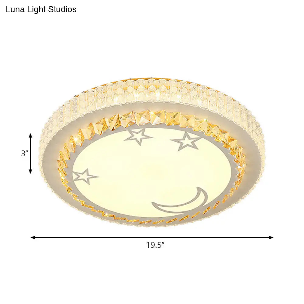 DecorBites™ DecorBites™ Modern Circular Flushmount LED Ceiling Light with Clear Crystal and Fun Patterns – Ideal for Bedroom