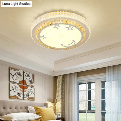 DecorBites™ DecorBites™ Modern Circular Flushmount LED Ceiling Light with Clear Crystal and Fun Patterns – Ideal for Bedroom
