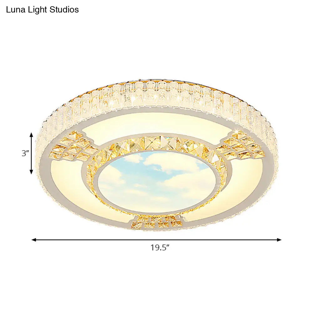 DecorBites™ DecorBites™ Modern Circular Flushmount LED Ceiling Light with Clear Crystal and Fun Patterns – Ideal for Bedroom
