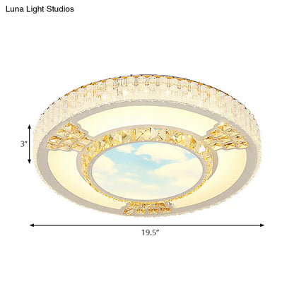 DecorBites™ DecorBites™ Modern Circular Flushmount LED Ceiling Light with Clear Crystal and Fun Patterns – Ideal for Bedroom