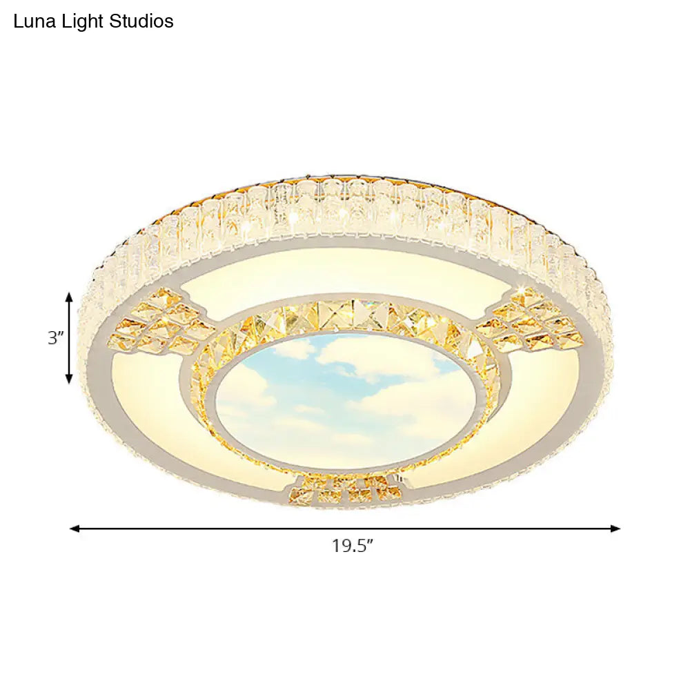 DecorBites™ DecorBites™ Modern Circular Flushmount LED Ceiling Light with Clear Crystal and Fun Patterns – Ideal for Bedroom