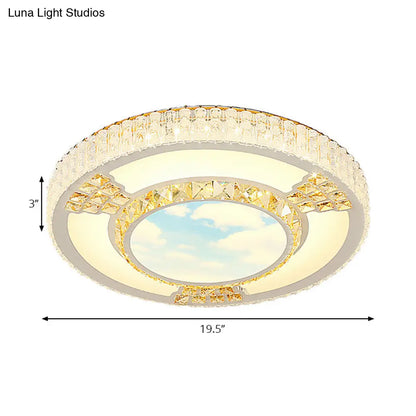 DecorBites™ DecorBites™ Modern Circular Flushmount LED Ceiling Light with Clear Crystal and Fun Patterns – Ideal for Bedroom
