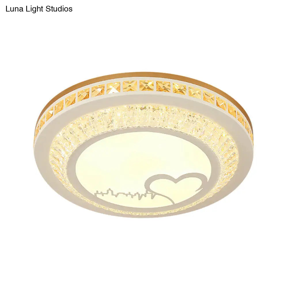 DecorBites™ DecorBites™ Modern Circular Flushmount LED Ceiling Light with Clear Crystal and Fun Patterns – Ideal for Bedroom