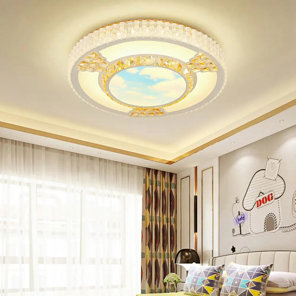 DecorBites™ DecorBites™ Modern Circular Flushmount LED Ceiling Light with Clear Crystal and Fun Patterns – Ideal for Bedroom
