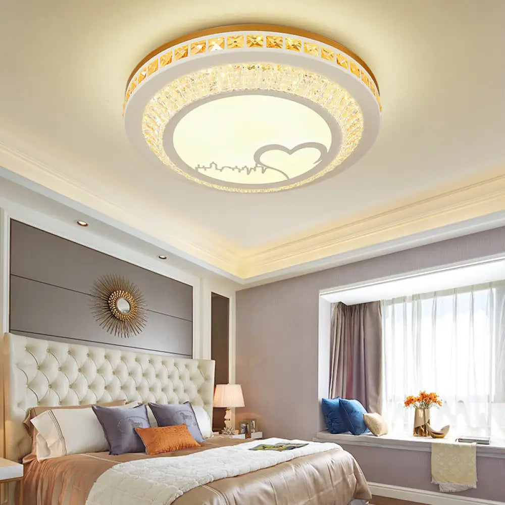 DecorBites™ DecorBites™ Modern Circular Flushmount LED Ceiling Light with Clear Crystal and Fun Patterns – Ideal for Bedroom