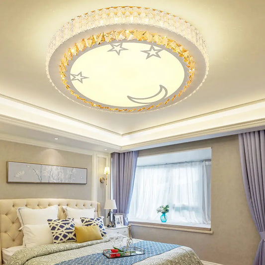 DecorBites™ DecorBites™ Modern Circular Flushmount LED Ceiling Light with Clear Crystal and Fun Patterns – Ideal for Bedroom