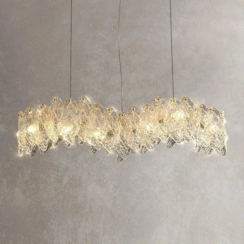 Modern circular glass petal led chandelier with translucent bird-shaped glass petal elements for dining room lighting
