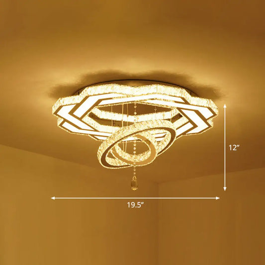 DecorBites™ DecorBites™ Modern Circular LED Flushmount with Clear Crystal for Living Room Ceiling