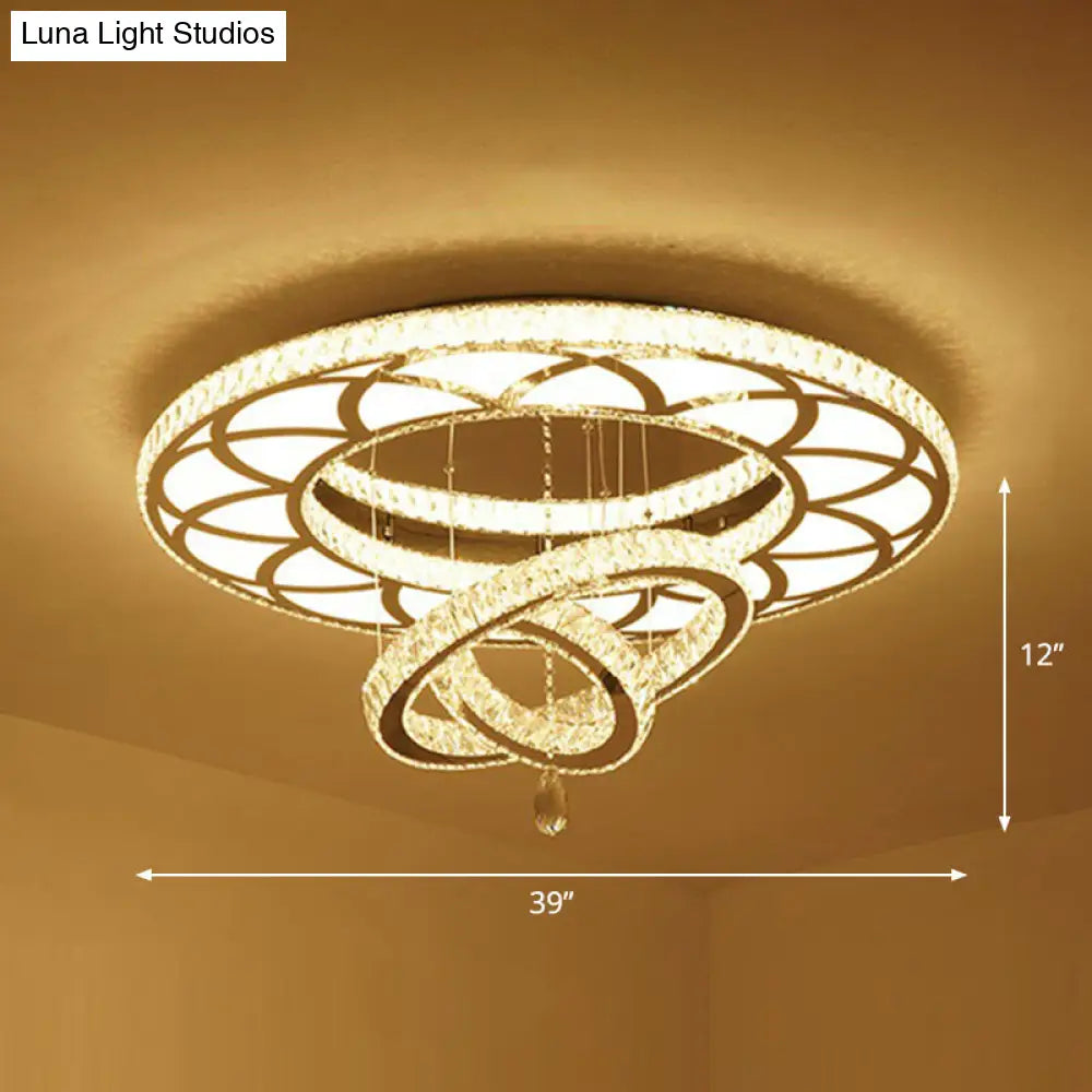 DecorBites™ DecorBites™ Modern Circular LED Flushmount with Clear Crystal for Living Room Ceiling