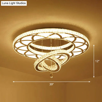 DecorBites™ DecorBites™ Modern Circular LED Flushmount with Clear Crystal for Living Room Ceiling