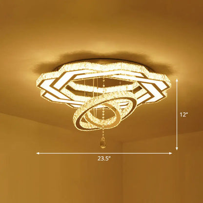 DecorBites™ DecorBites™ Modern Circular LED Flushmount with Clear Crystal for Living Room Ceiling