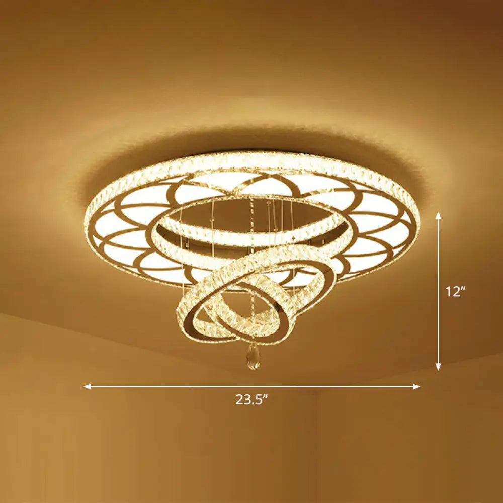 DecorBites™ DecorBites™ Modern Circular LED Flushmount with Clear Crystal for Living Room Ceiling