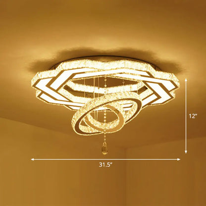 DecorBites™ DecorBites™ Modern Circular LED Flushmount with Clear Crystal for Living Room Ceiling