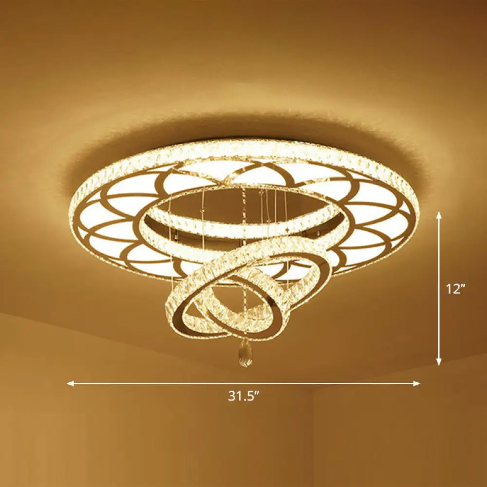 DecorBites™ DecorBites™ Modern Circular LED Flushmount with Clear Crystal for Living Room Ceiling