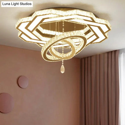DecorBites™ DecorBites™ Modern Circular LED Flushmount with Clear Crystal for Living Room Ceiling