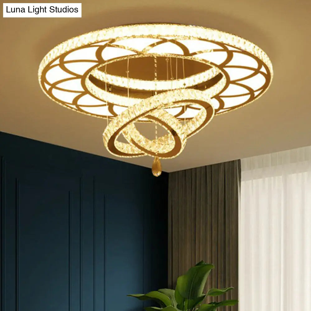 DecorBites™ DecorBites™ Modern Circular LED Flushmount with Clear Crystal for Living Room Ceiling