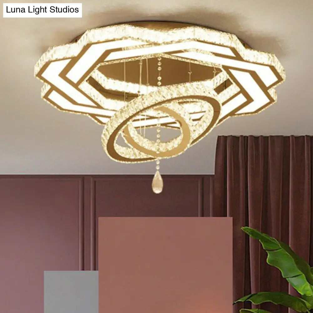 DecorBites™ DecorBites™ Modern Circular LED Flushmount with Clear Crystal for Living Room Ceiling