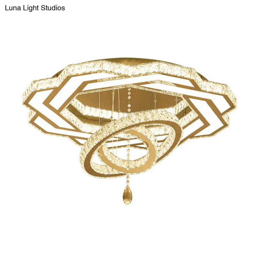 DecorBites™ DecorBites™ Modern Circular LED Flushmount with Clear Crystal for Living Room Ceiling