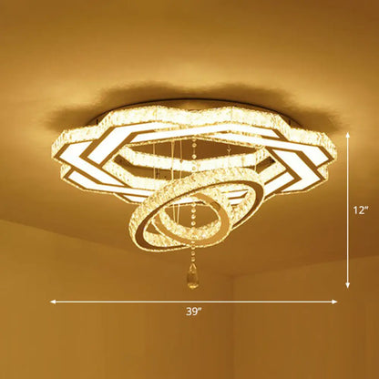 DecorBites™ DecorBites™ Modern Circular LED Flushmount with Clear Crystal for Living Room Ceiling