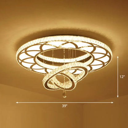 DecorBites™ DecorBites™ Modern Circular LED Flushmount with Clear Crystal for Living Room Ceiling